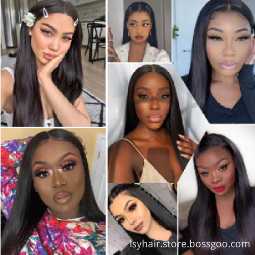 40inch 100% Brazilian Virgin Human Hair Transparent Swiss Lace Wig HD Lace Front wigs for Black Women